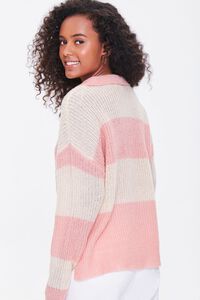 PINK/BEIGE Striped High-Low Sweater, image 3