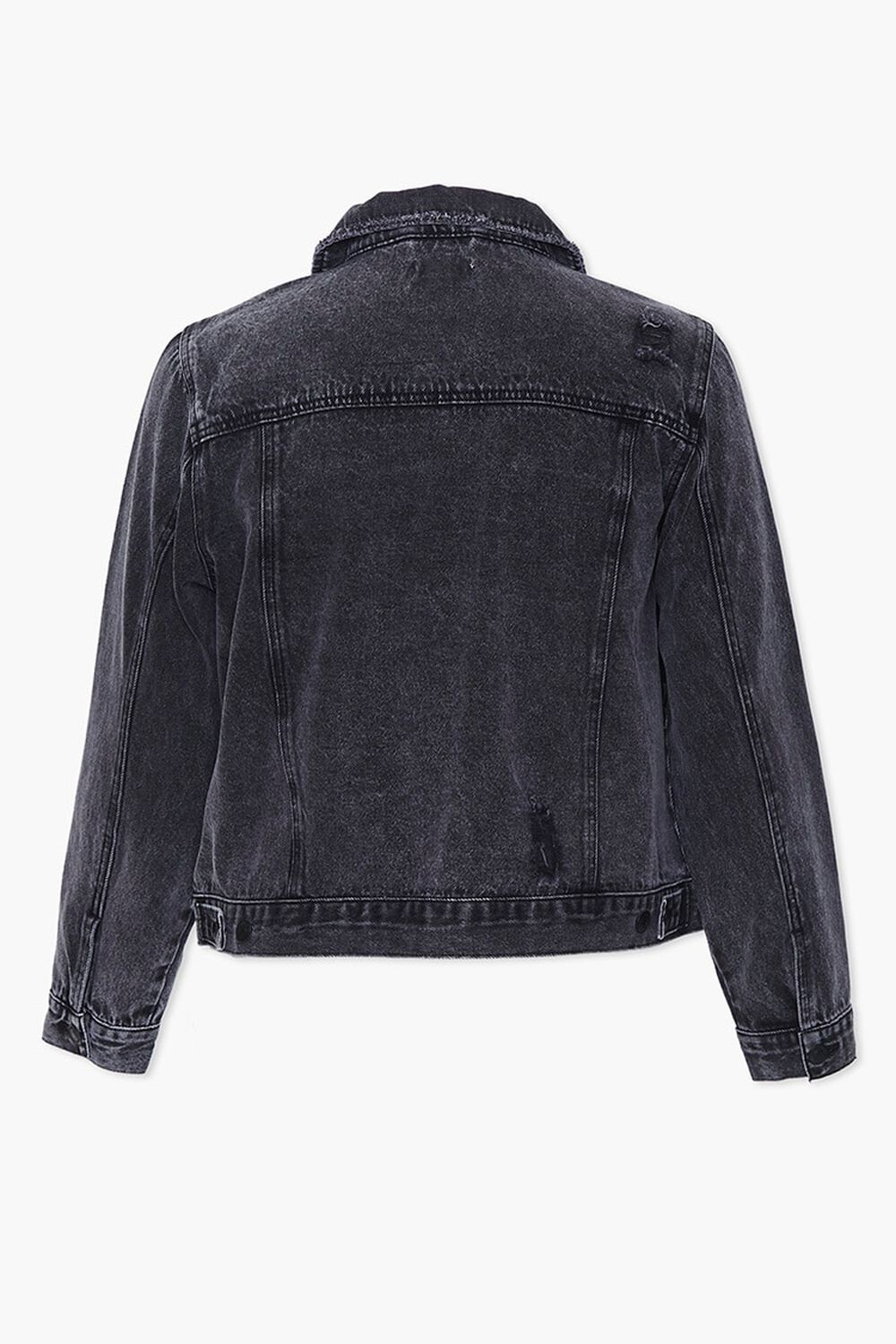 BLACK Plus Size Distressed Denim Jacket, image 3