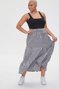 Plus Size Gingham Midi Skirt, image 3