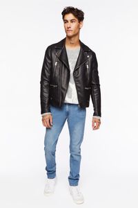 BLACK Faux Leather Moto Jacket, image 4