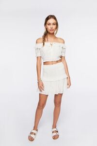 WHITE Off-the-Shoulder Top & Mini Skirt Set, image 4