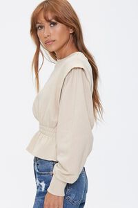 TAUPE French Terry Flounce-Hem Top, image 2