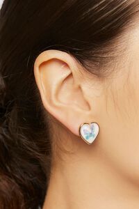 BLUE/GOLD Heart Necklace & Stud Earring Set, image 2
