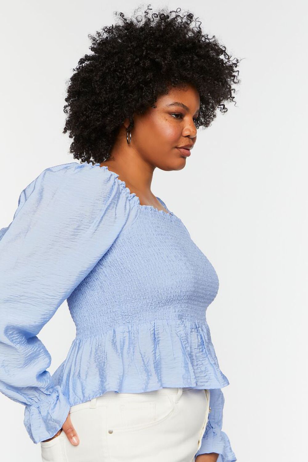 Inficere Station dommer Plus Size Smocked Trumpet-Sleeve Top