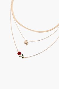 GOLD Rose & Heart Pendant Layered Necklace, image 1