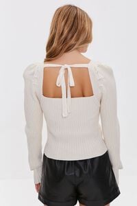 CREAM Ribbed Tie-Back Fitted Sweater, image 3
