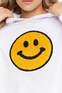 WHITE/YELLOW Happy Face Terrycloth Graphic Hoodie, image 5