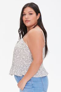 SAGE/WHITE Plus Size Floral Buttoned Cami, image 2