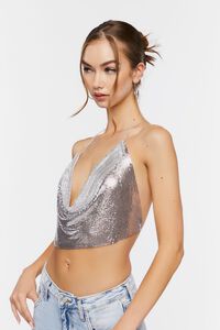 SILVER Cowl Neck Chainmail Halter Top, image 2