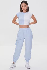 SKY BLUE/WHITE Colorblock Cropped Tee, image 4