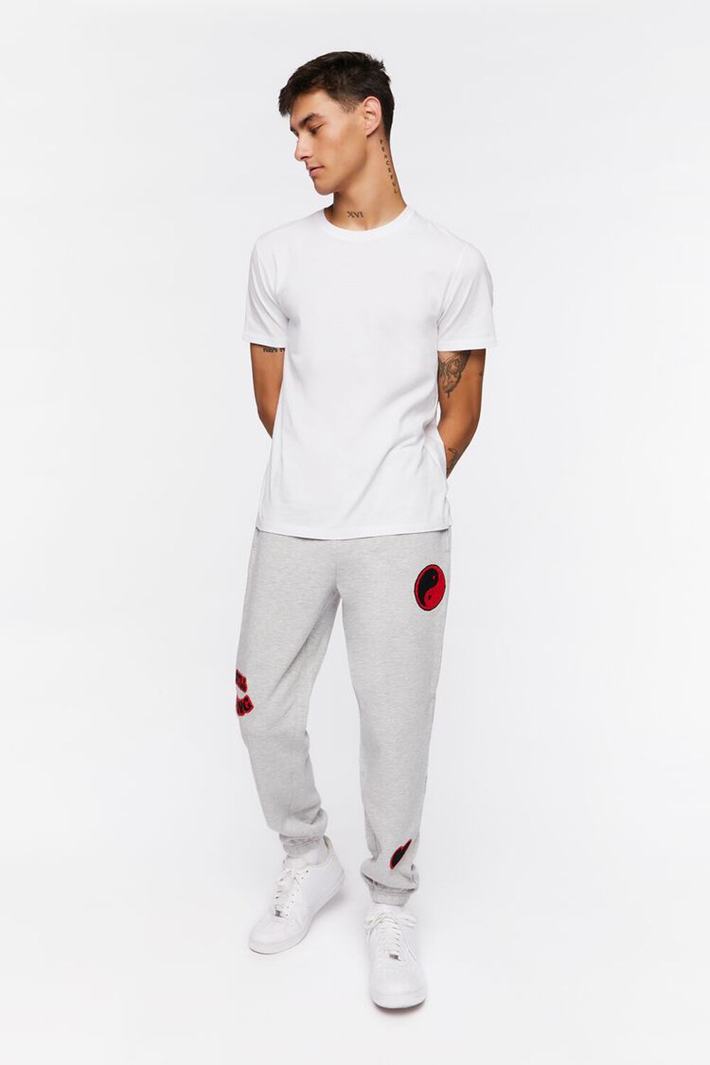 HEATHER GREY/MULTI Fleece Still Going Chenille Patch Joggers, image 1