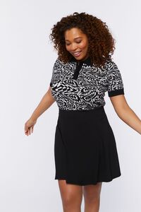 BLACK Plus Size Pleated Mini Skirt, image 1