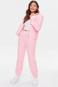 BABY PINK Hooded Faux Shearling Jacket, image 4