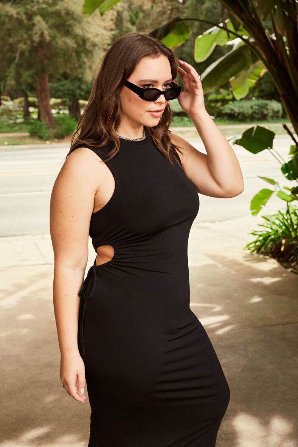 BLACK Plus Size Cutout Midi Dress, image 1