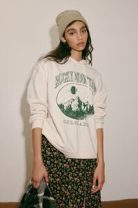 CREAM/GREEN Rocky Mountains Graphic Hoodie, image 1