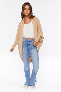 TAUPE Ribbed Open-Front Cardigan Sweater, image 1