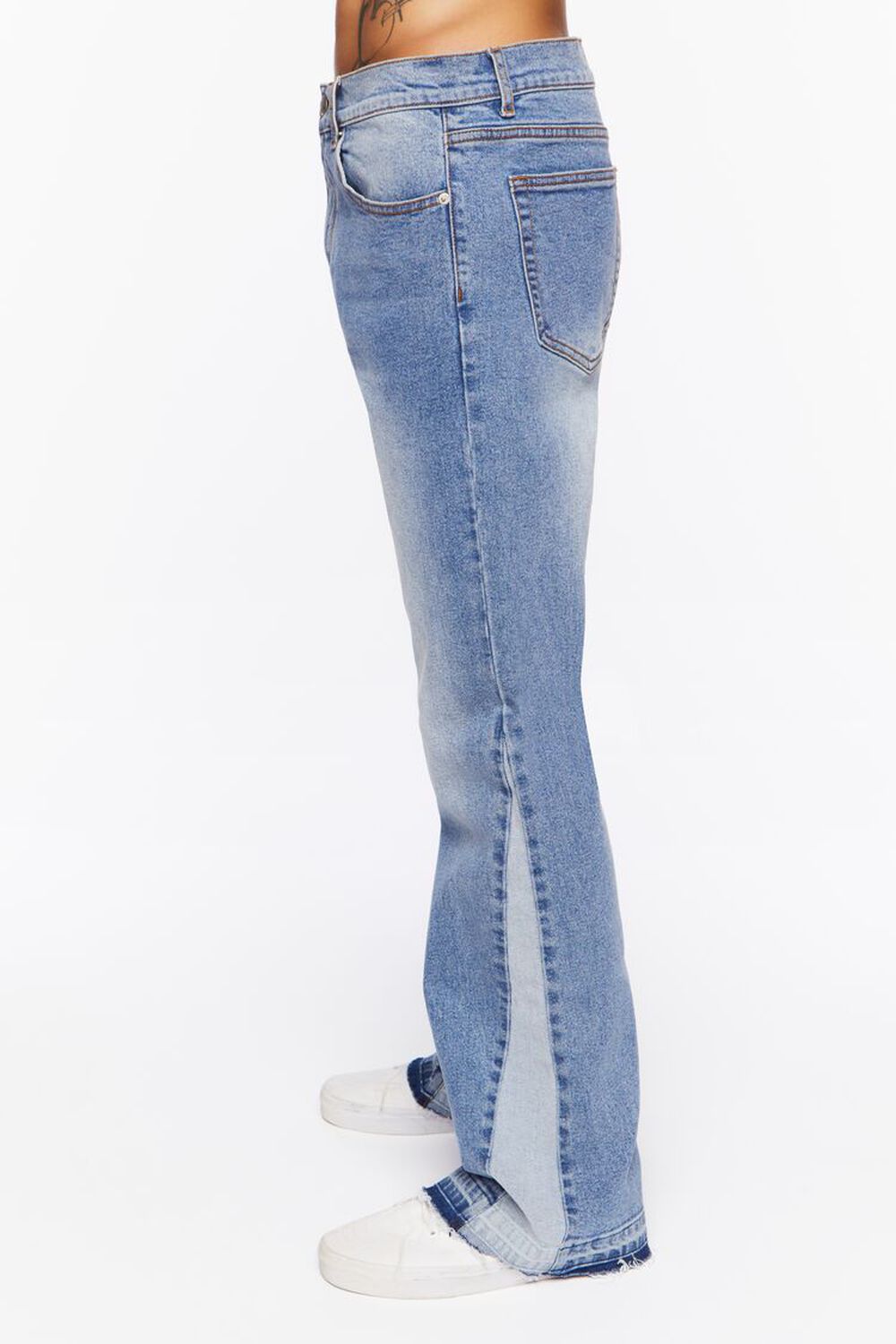 MEDIUM DENIM Stone Wash Flare Jeans, image 3