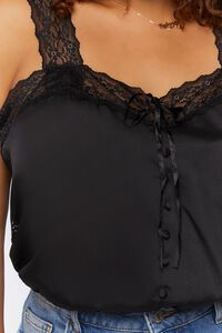 BLACK Plus Size Satin Lace-Trim Cami, image 5