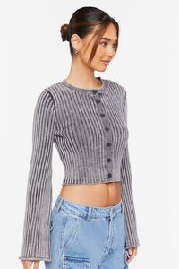 CHARCOAL Ribbed Bell-Sleeve Crop Top, image 2