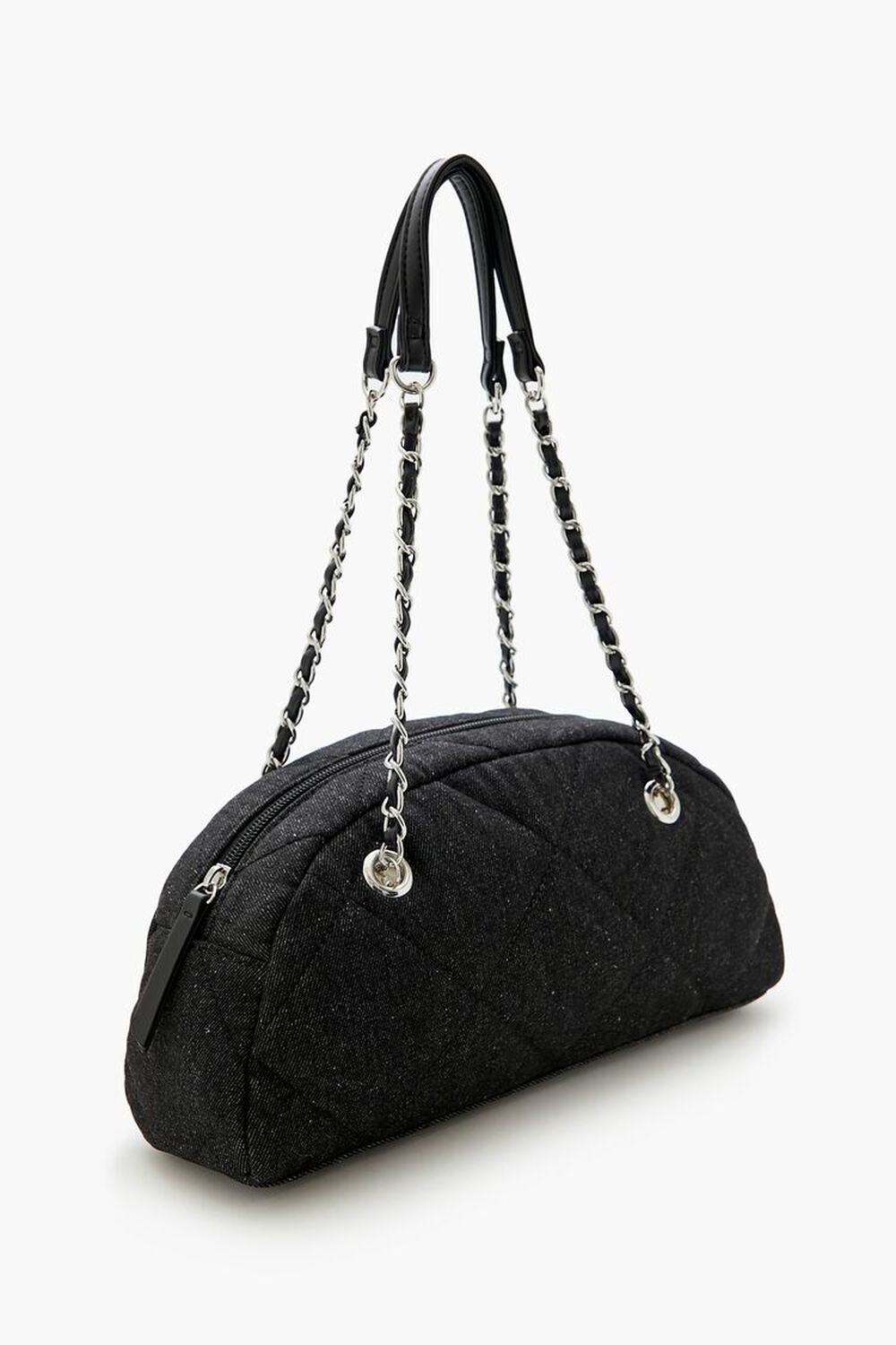 BLACK Quilted Denim Baguette Bag, image 2
