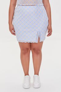 SKY BLUE/MULTI Plus Size Floral Print Mini Skirt, image 2