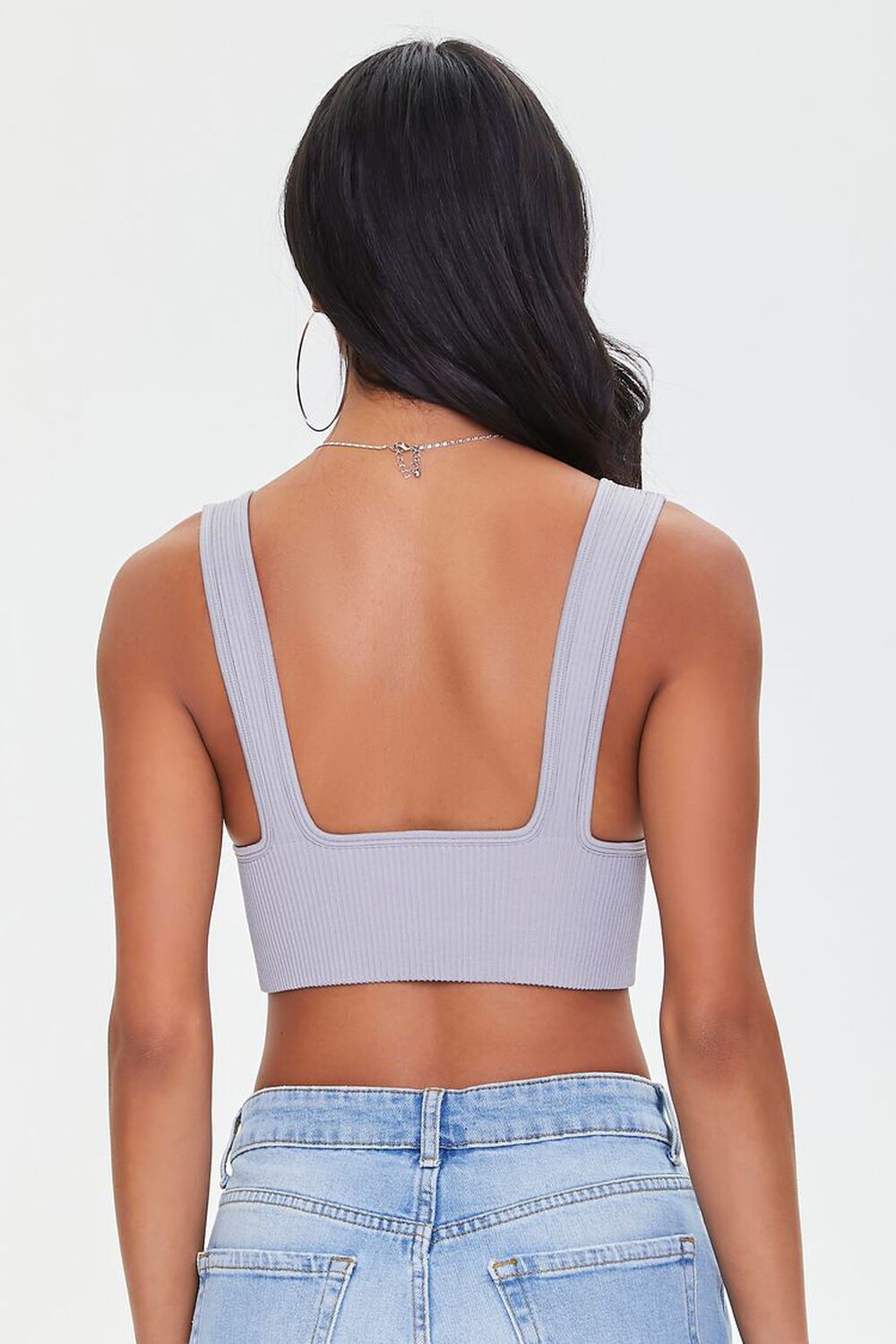SILVER Ribbed Knit Crop Top, image 3