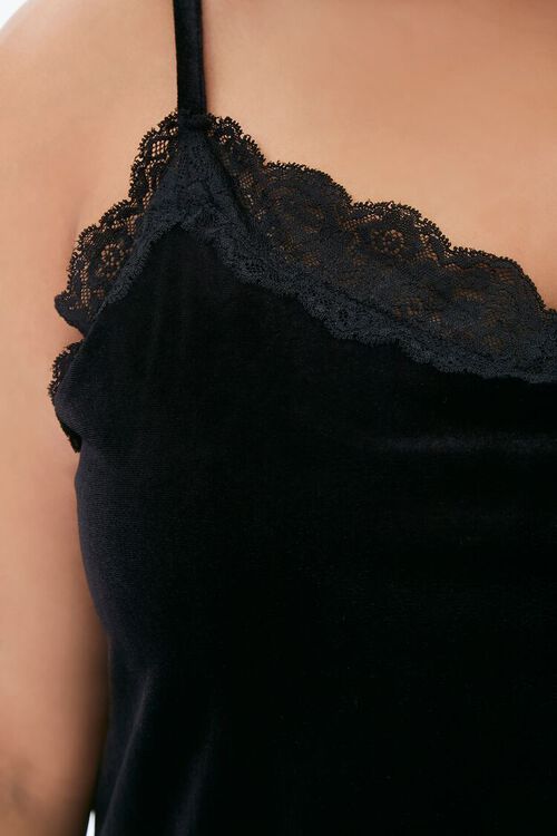 BLACK Plus Size Velvet Lace Cami, image 5