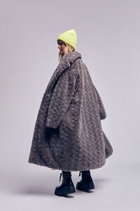 GREY Faux Fur Longline Coat, image 2