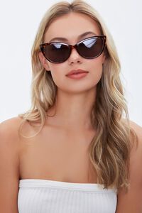 BROWN/BLACK Cat-Eye Tinted Sunglasses, image 2