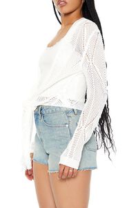 WHITE Open-Knit Tie-Front Sweater, image 2