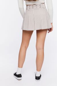 TAUPE/MULTI Pleated Gingham Mini Skirt, image 4