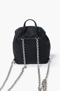 BLACK Drawstring Flap-Top Backpack, image 3