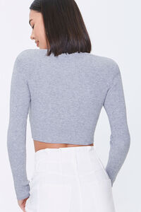 HEATHER GREY Shoulder-Pad Twist-Hem Sweater, image 3