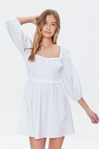 WHITE Smocked Mini Dress, image 1