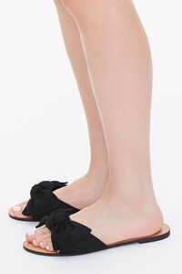 BLACK Faux Suede Bow Sandals (Wide), image 2
