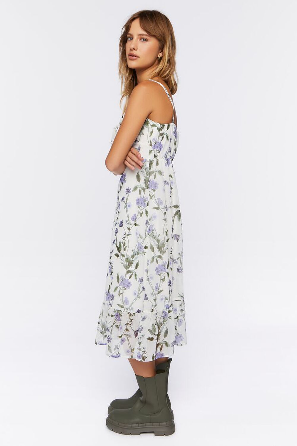 WHITE/MULTI Floral Print Midi Dress, image 2