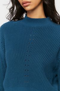 NAUTICAL BLUE Pointelle Mock Neck Sweater, image 5