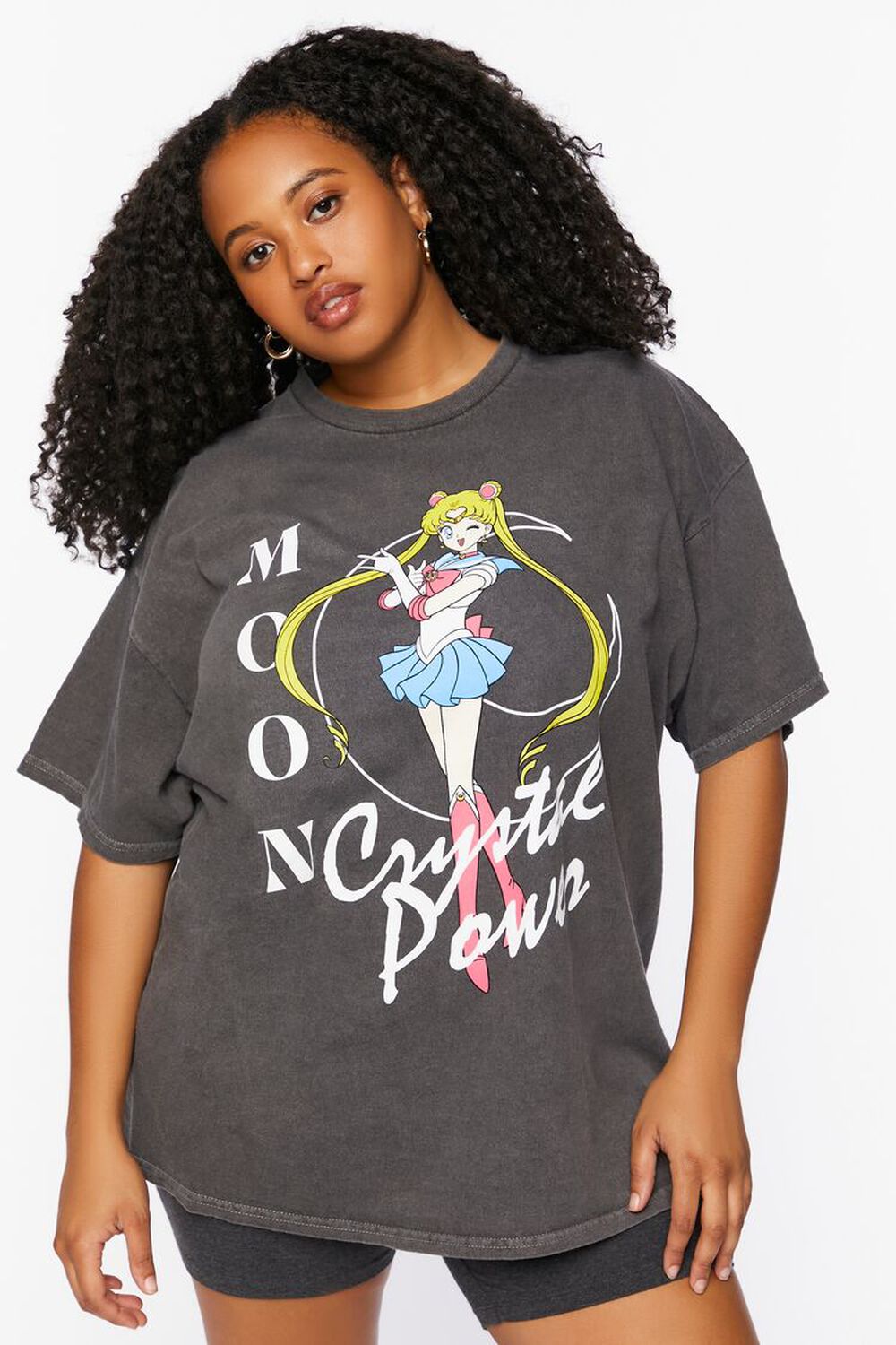 CHARCOAL/WHITE Plus Size Sailor Moon Graphic Tee, image 1