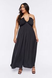 BLACK Plus Size Halter Maxi Dress, image 4
