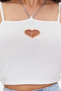 WHITE/ORANGE Heart Cutout Chain Cropped Cami, image 5