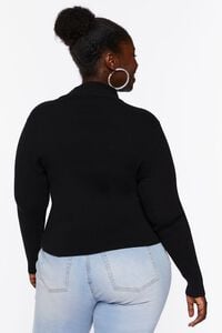 BLACK Plus Size Ribbed Lace-Up Sweater, image 3