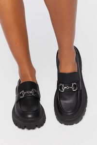 BLACK Platform Lug Sole Loafers, image 4