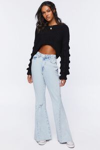 BLACK Cropped Chunky Knit Sweater, image 5