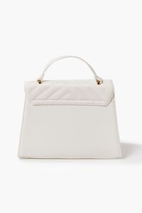 WHITE Quilted Chevron Faux Leather Satchel, image 2