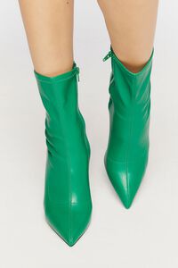 GREEN Faux Leather Stiletto Booties, image 4