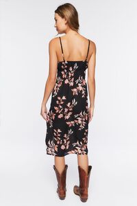 BLACK/MULTI Floral Print Cutout Midi Dress, image 3