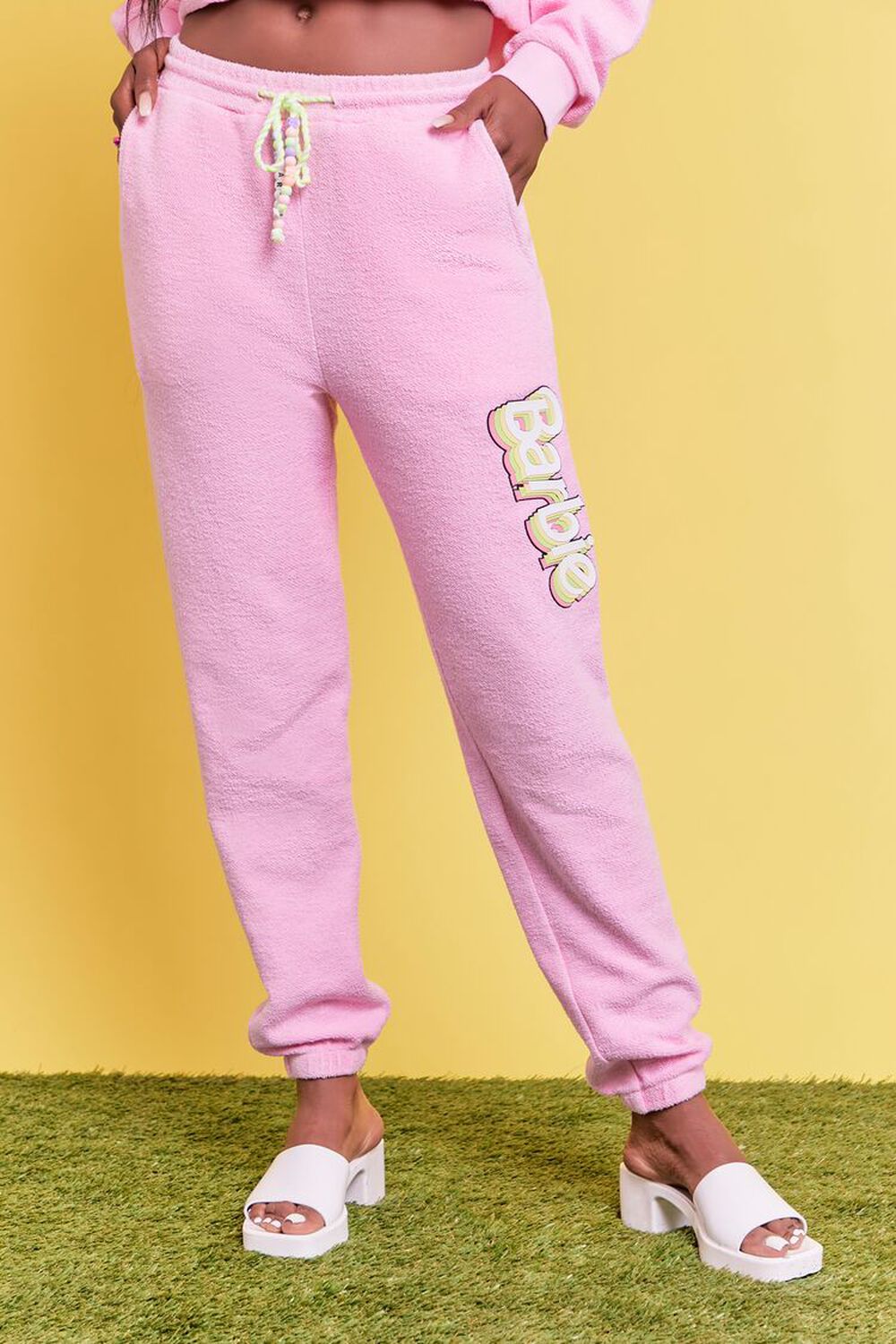 PINK/MULTI Barbie™ Graphic Beaded Joggers, image 2