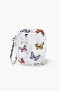 CLEAR/MULTI Butterfly Print Clear Earbud Case, image 1