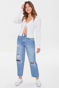 WHITE Tie-Front Sweater-Knit Top, image 4