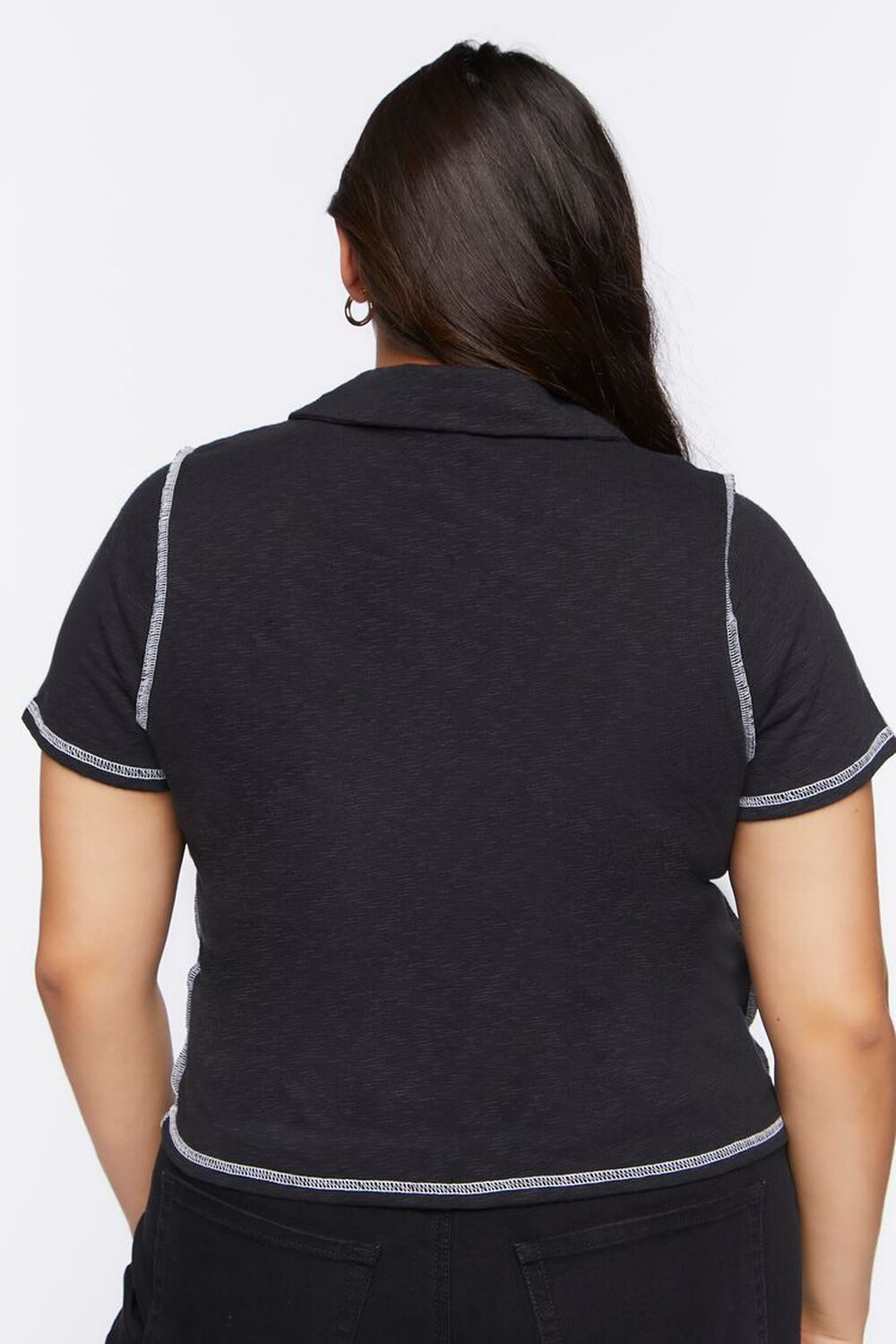 Plus Size Cropped Polo Shirt, image 3